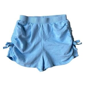 Girls 10 Light Blue Athleisure Athletic Rouched Side Tie Elastic Shorts
